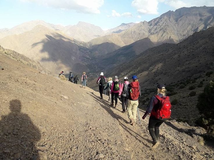 Large group mountain trekking
