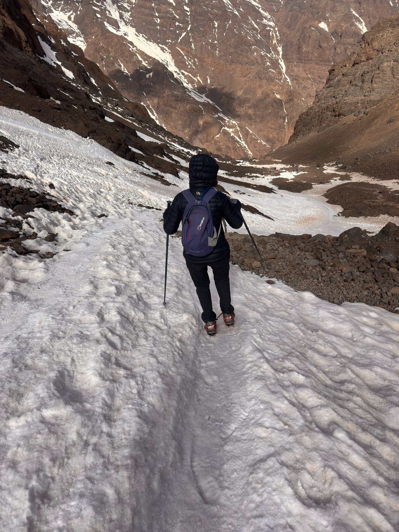 Snow hiking adventure in the Atlas Mountains